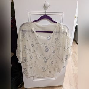 100% silk white poncho shirt